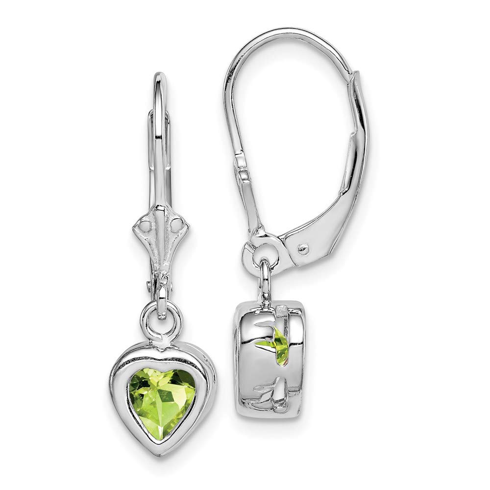925 Silver Heart Peridot Leverback Earrings for Women - Perfect Gift & Daily Wear