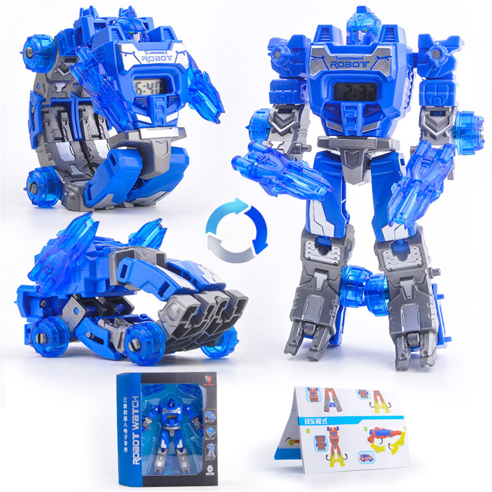 Tiydiygo Transformers Robot Watch Car Toy - Electronic Deformable Wristwatch for Kids Boys & Girls Ages 4-8 (Blue) | STEM Learning Toy, Birthday Gift & Role Play Fun