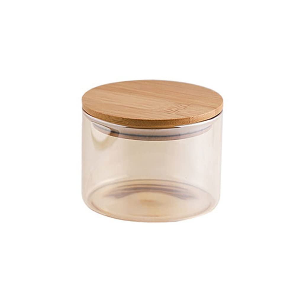 Amber Glass Storage Jar with Wooden Lid - 310ml Airtight Container for Tea, Coffee, Spices & Dry Food | Perfect for Kitchen Pantry Organization & Home Decor