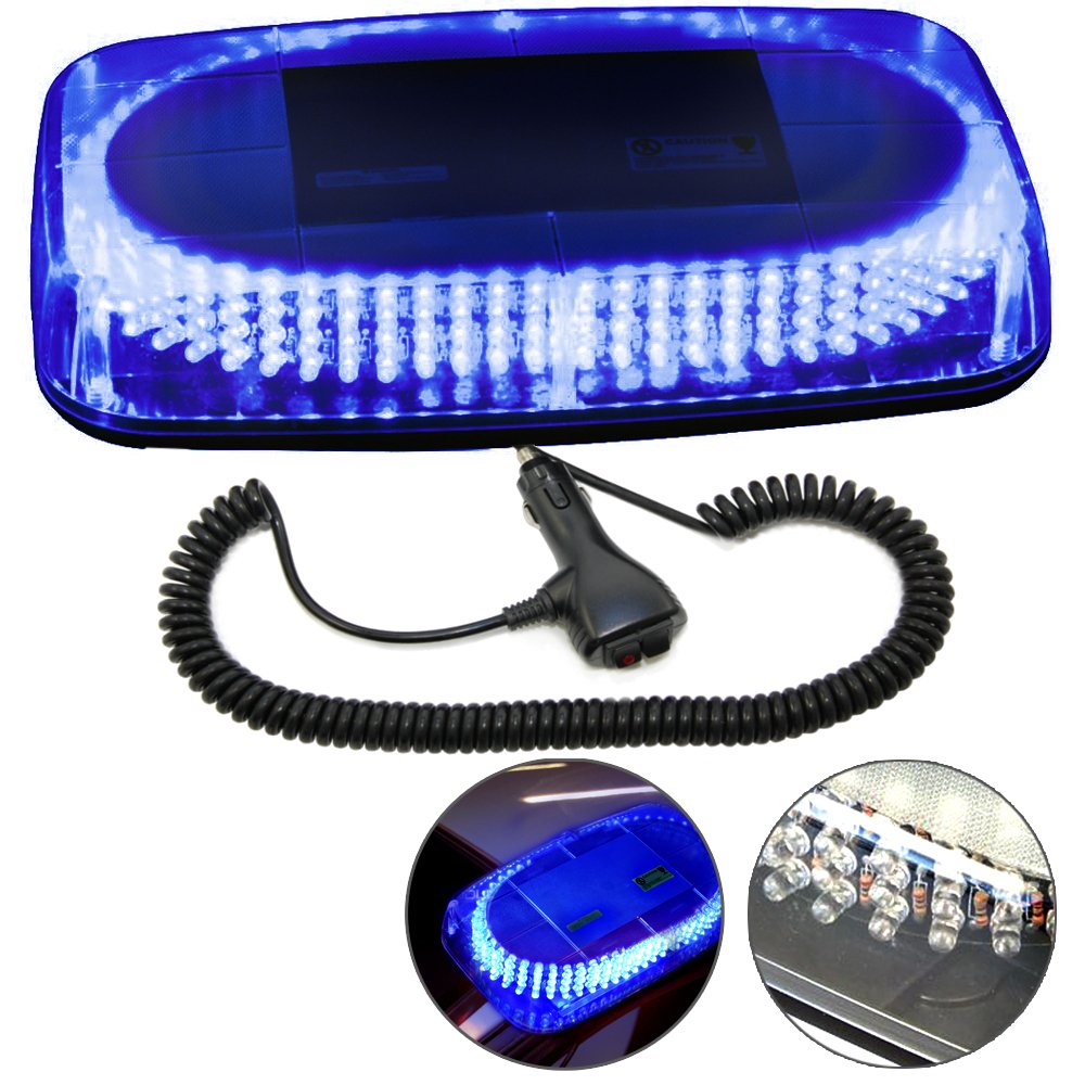 HQRP 240-LED Blue Strobe Emergency Warning Light with Magnetic Base - Hazard Safety Beacon for Cars, Trailers, RVs, Caravans & Boats | Ideal for Roadside Emergencies, Construction Zones & Vehicle Visibility