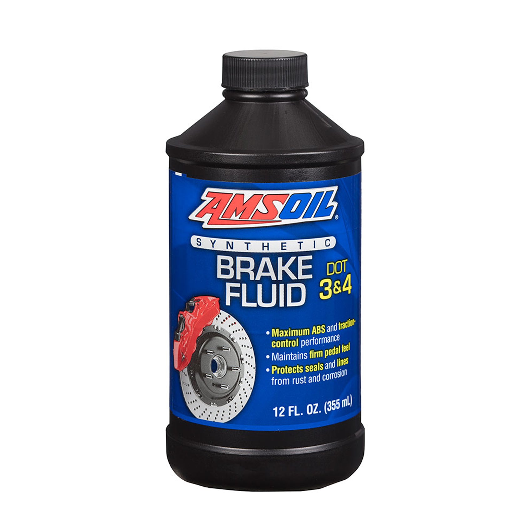 AMSOIL DOT 3 & DOT 4 Synthetic Brake Fluid - 12 oz Bottle - High Performance Brake Fluid for Cars, Trucks & Motorcycles - Perfect for Racing, Daily Driving & Heavy-Duty Use