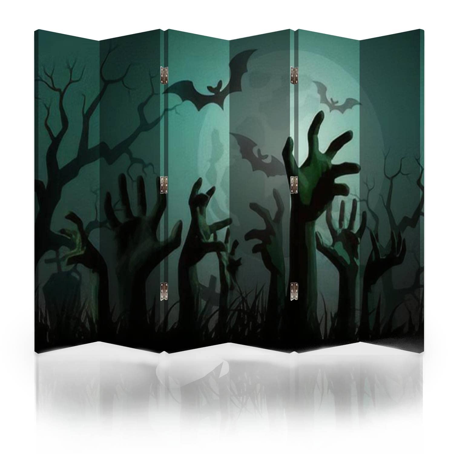 6-Panel Canvas Room Divider Screen - Halloween Zombie Party Room Separator & Privacy Partition Wall for Home, Office, and Events | Perfect for Parties, Room Dividers, and Privacy Solutions