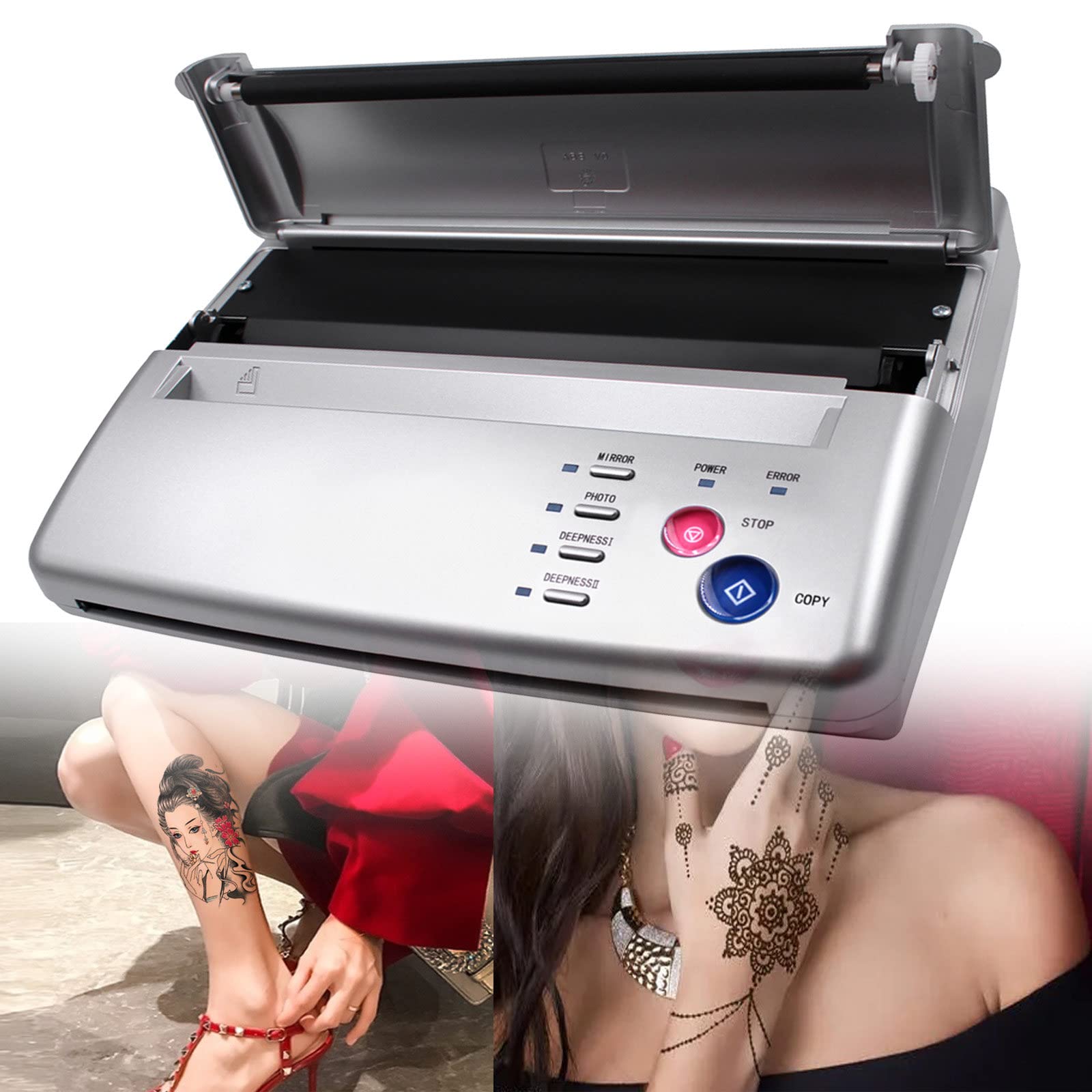 HNCXHX Professional Tattoo Transfer Machine - Thermal Stencil Printer & Copier for Tattoo Artists - Permanent Makeup Equipment - Silver (Ideal for Tattoo Studios, Permanent Cosmetics & Body Art Design)