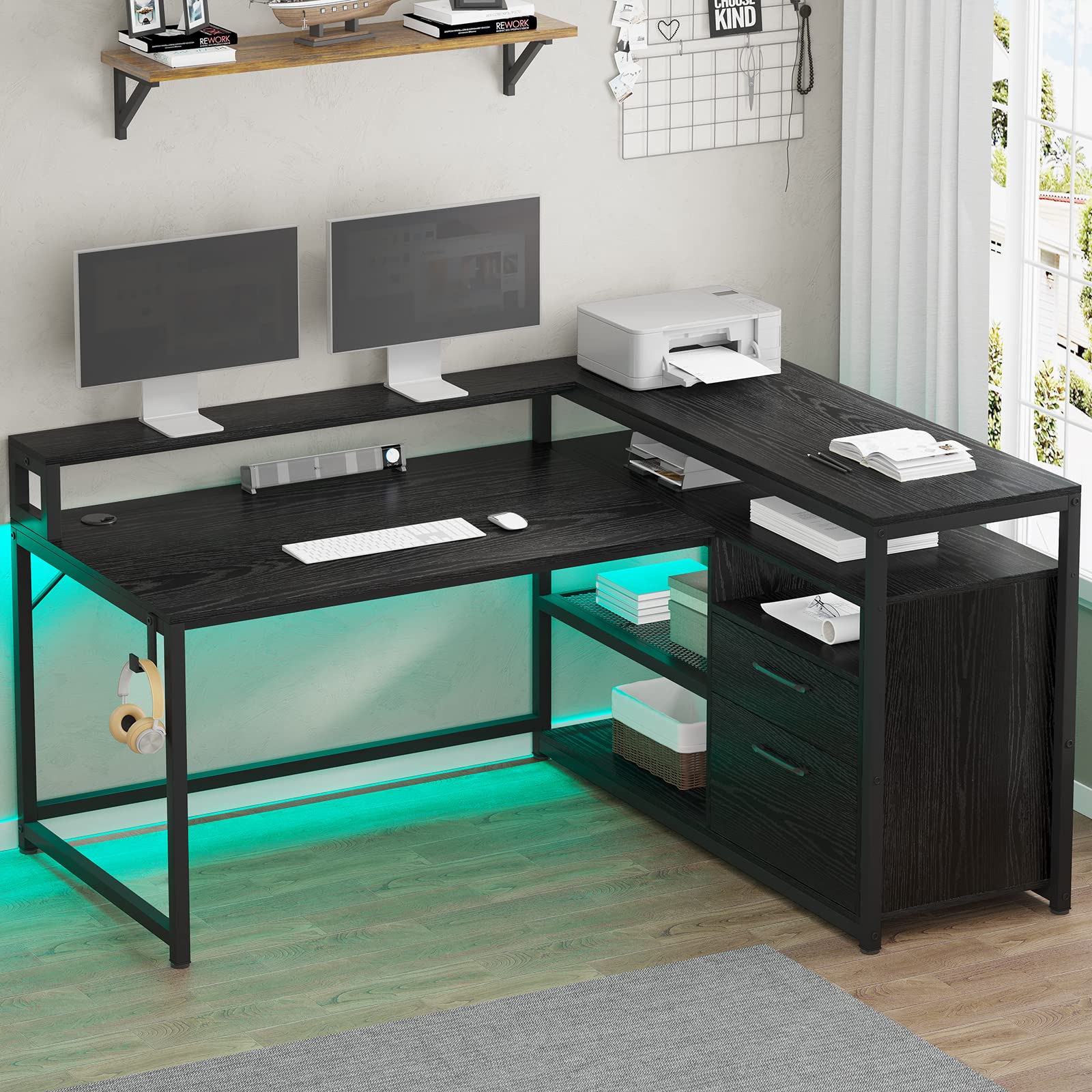 SEDETA L-Shaped Computer Desk 59