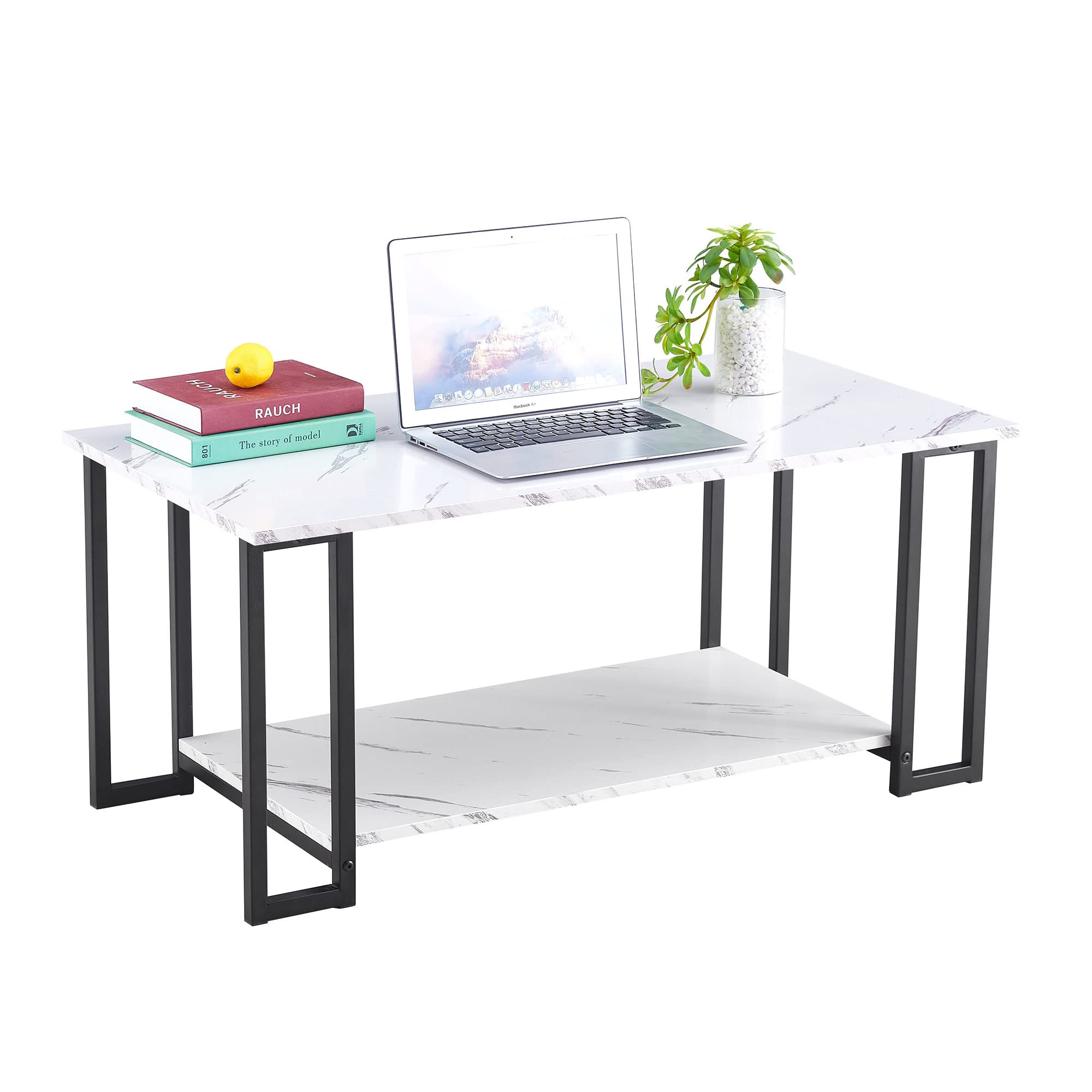 Modern Coffee Table with 2-Tier Shelves - 39.37