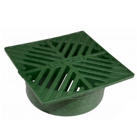 4 Inch Square NDS Drain Grate in Green - Perfect for Landscaping, Yard Drainage, and Outdoor Water Management