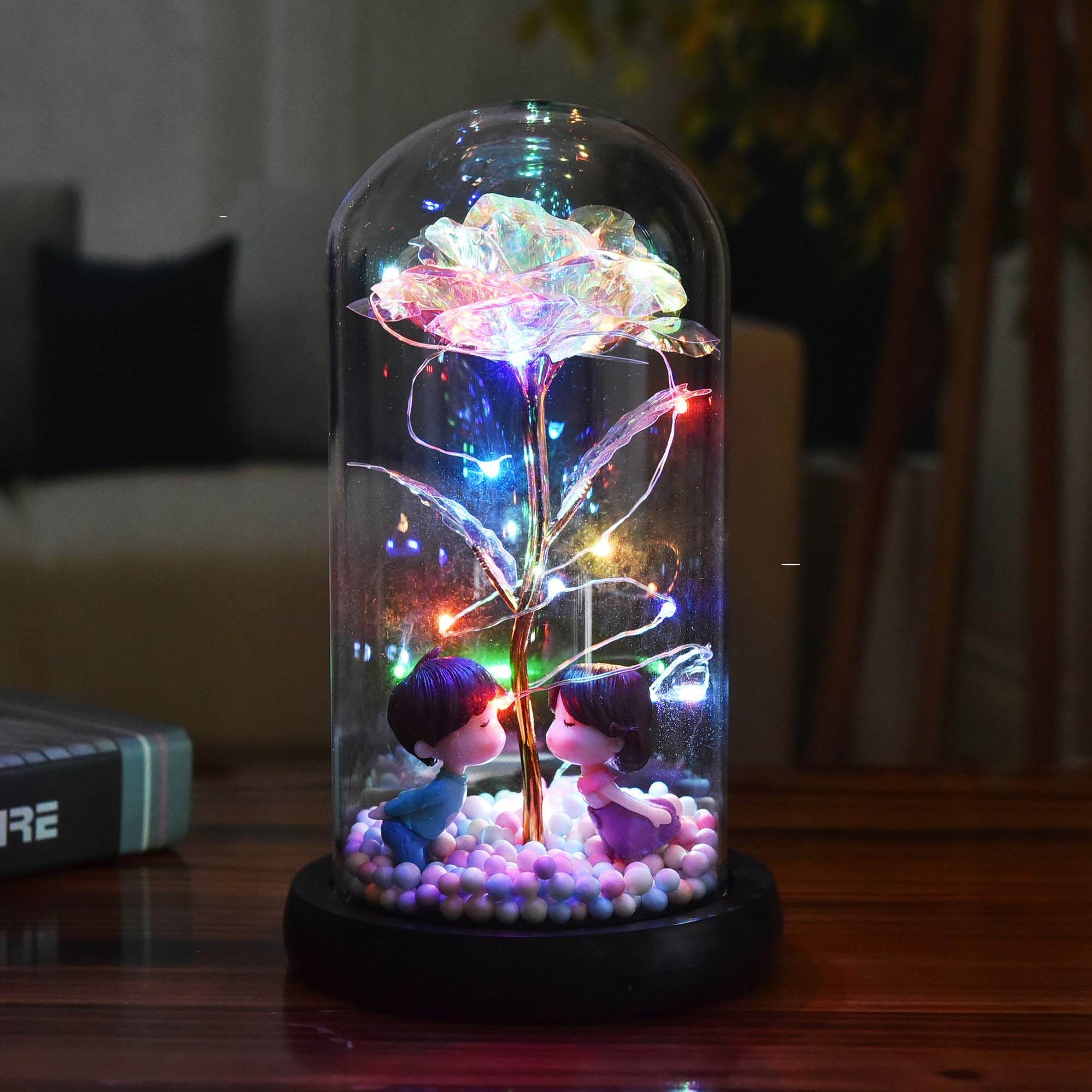 **Galaxy Rose in Glass Dome - Eternal Infinity Crystal Flower Gift for Women, Wife, Girlfriend, Mom | Valentine's Day, Mother's Day, Birthday Present | Home Decor, Wedding Centerpiece, Romantic Keepsake**