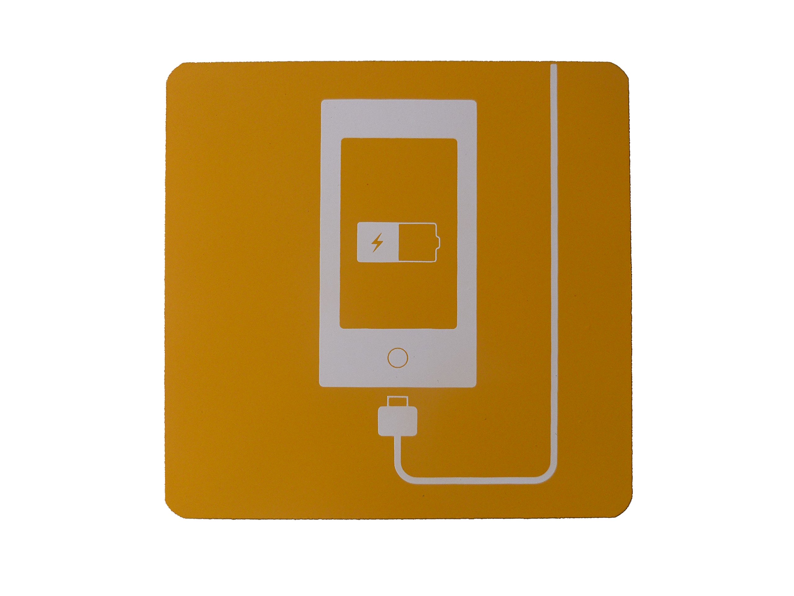 FixtureDisplays® Yellow Cellphone Charger Sign - Restaurant & Rest Area Charging Station Sign (20825ChargerYELLOW-FBA) - Perfect for Cafes, Hotels, and Public Spaces
