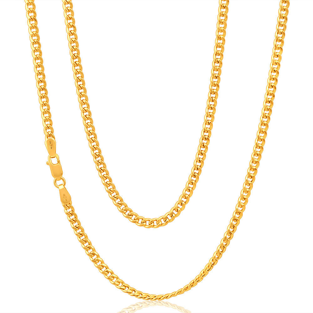 9ct Yellow Gold 80cm 80 Gauge Curb Chain Necklace for Men & Women - Durable & Stylish Jewelry for Everyday Wear, Special Occasions & Gifts