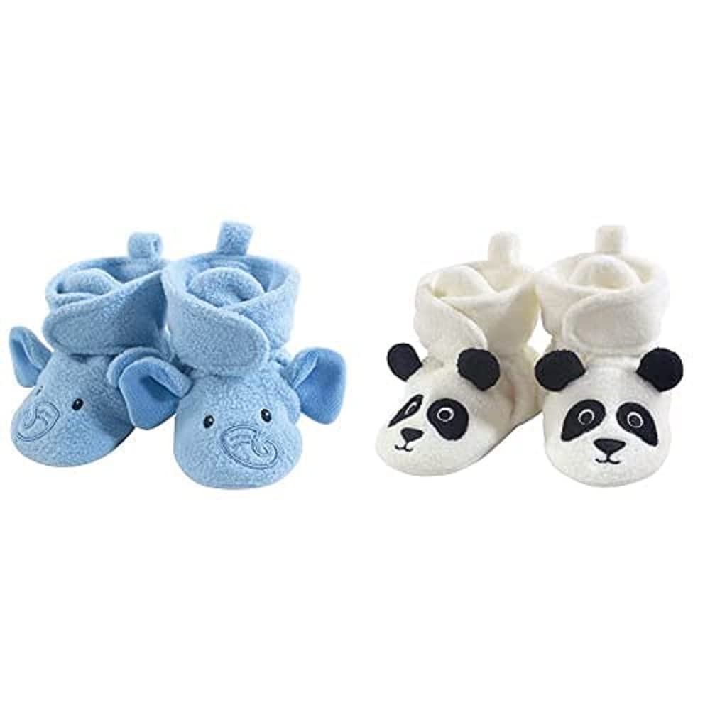 Hudson Baby Fleece Booties 2-Pack - Blue Elephant Panda Bear (12-18 Months) - Warm Winter Footwear