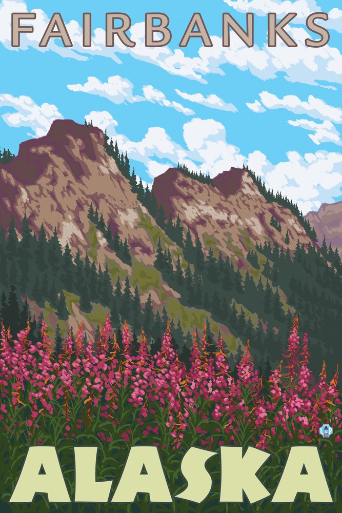 12x18 Fairbanks Alaska Fireweed & Mountains Metal Wall Art - Premium Aluminum Decor for Home & Office - Perfect for Living Room, Bedroom, or Office Wall Decor