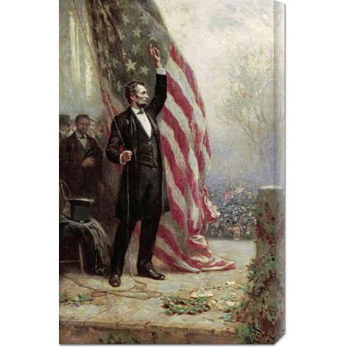 Made4Mansions Jean Leon Gerome Ferris 'Lincoln at Independence Hall' Stretched Canvas Wall Art - Premium Historical Painting Reproduction for Home & Office Decor