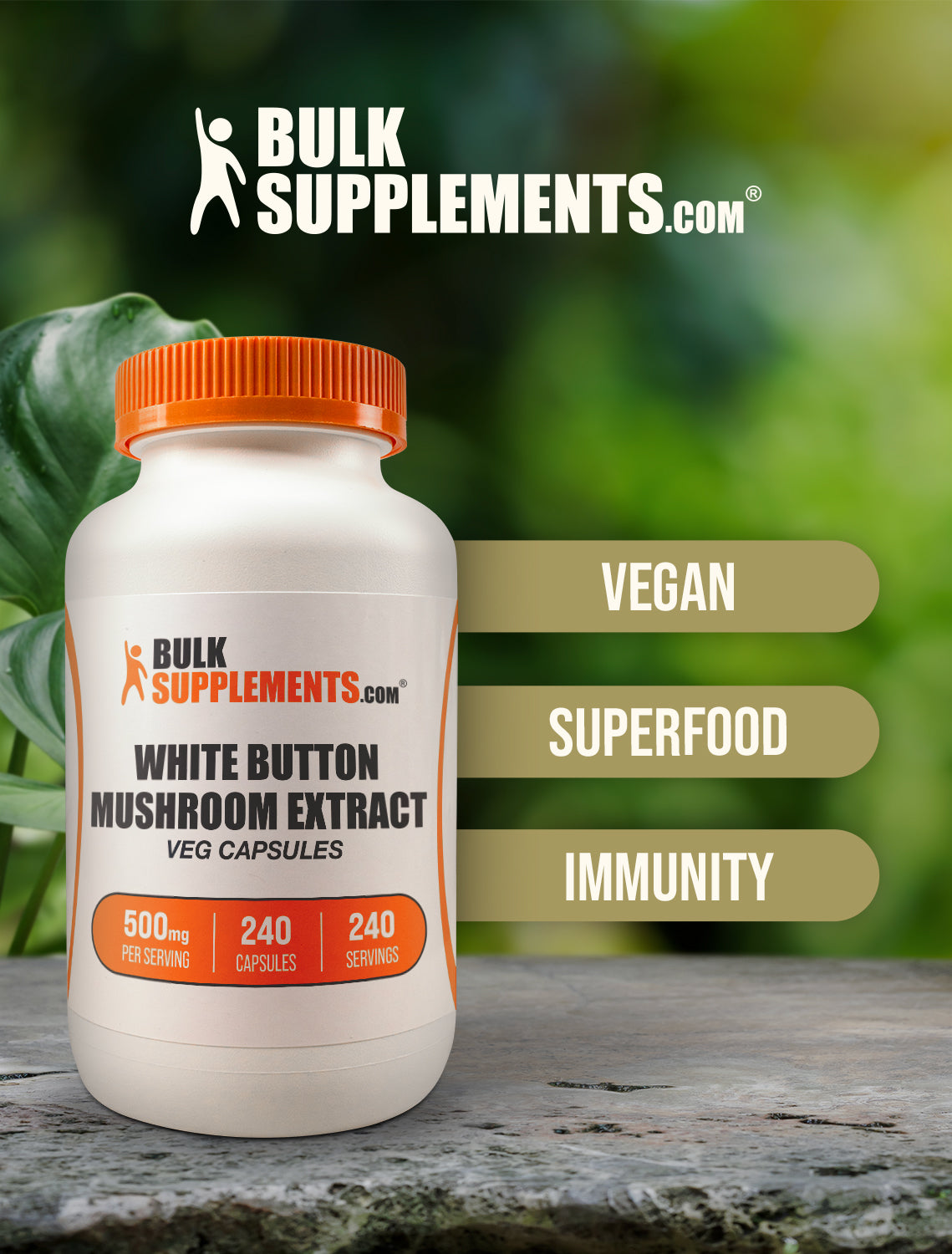 Premium White Button Mushroom Extract Capsules - 100% Organic & Vegan - Supports Immune System & Gut Health - Perfect for Daily Wellness & Immune Boosting Routine