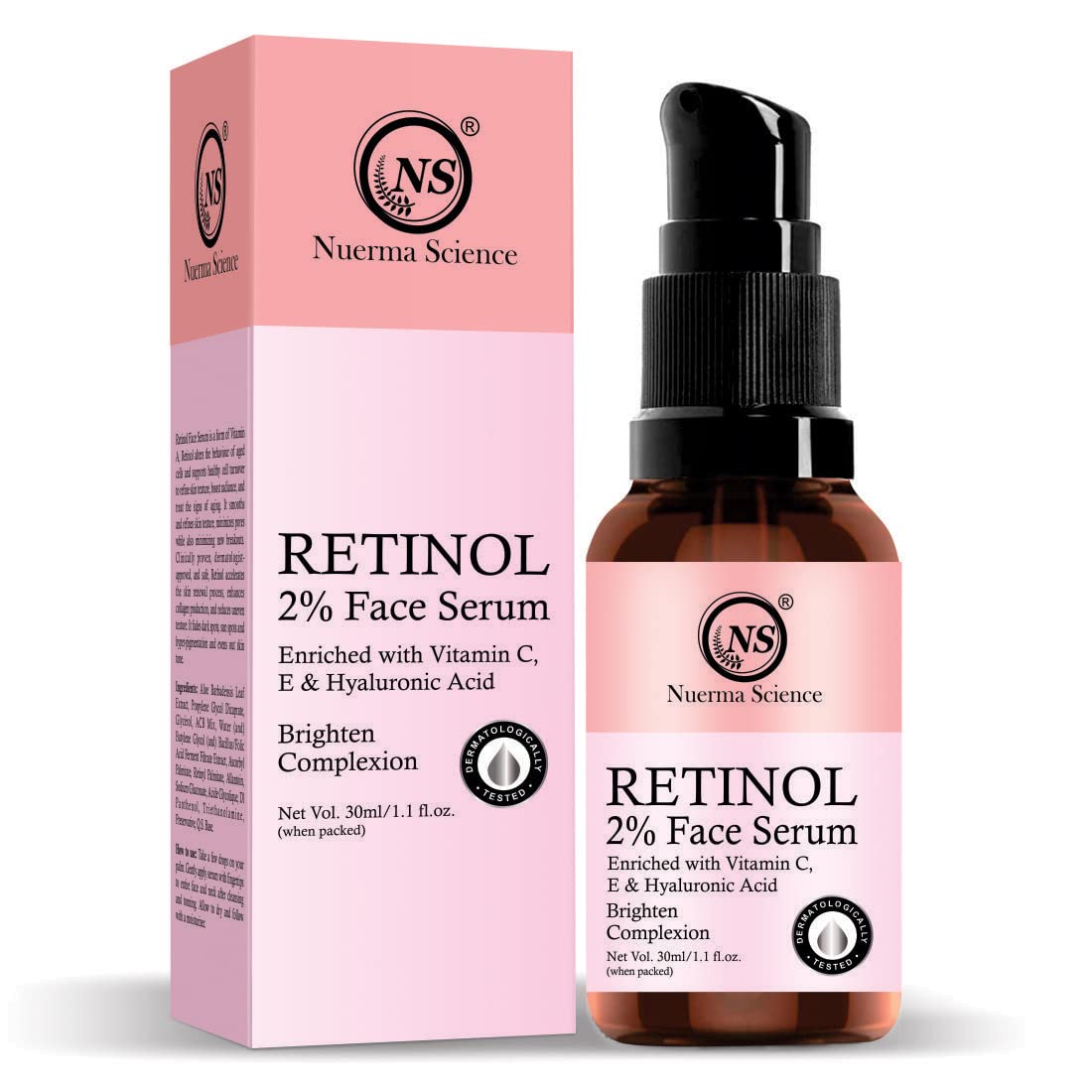 Nuerma Science 2% Retinol Face Serum with Hyaluronic Acid - Anti-Aging Treatment to Reduce Fine Lines & Wrinkles - 30ml - Perfect for Nighttime Skincare Routine & Sensitive Skin Care