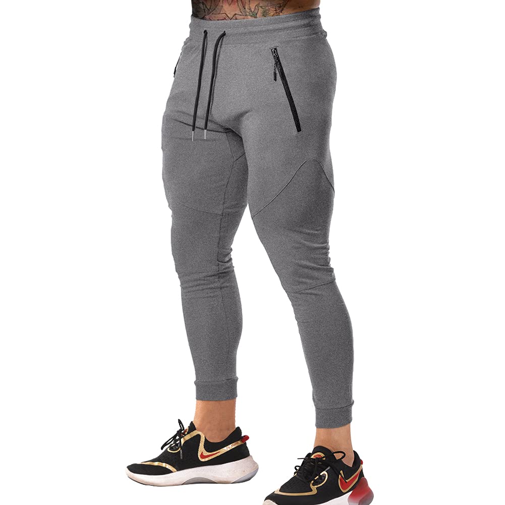 Gerlobal Men's Slim Fit Joggers - Athletic Tapered Sweatpants with Zipper Pockets for Gym, Workout & Casual Wear | Comfortable Running & Lounge Pants
