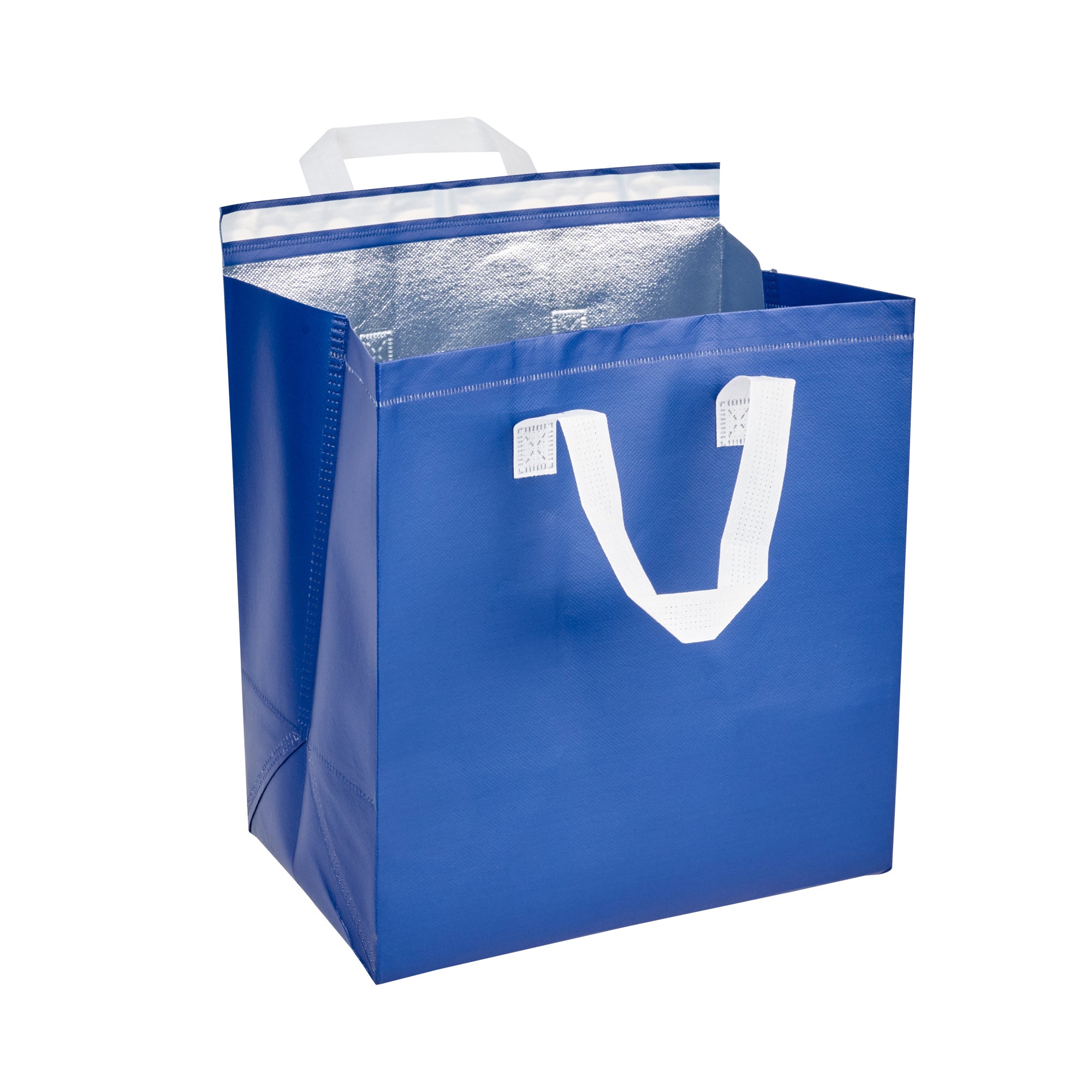 Blue Insulated Takeout Bags with Tamper-Evident Seal | 11.75