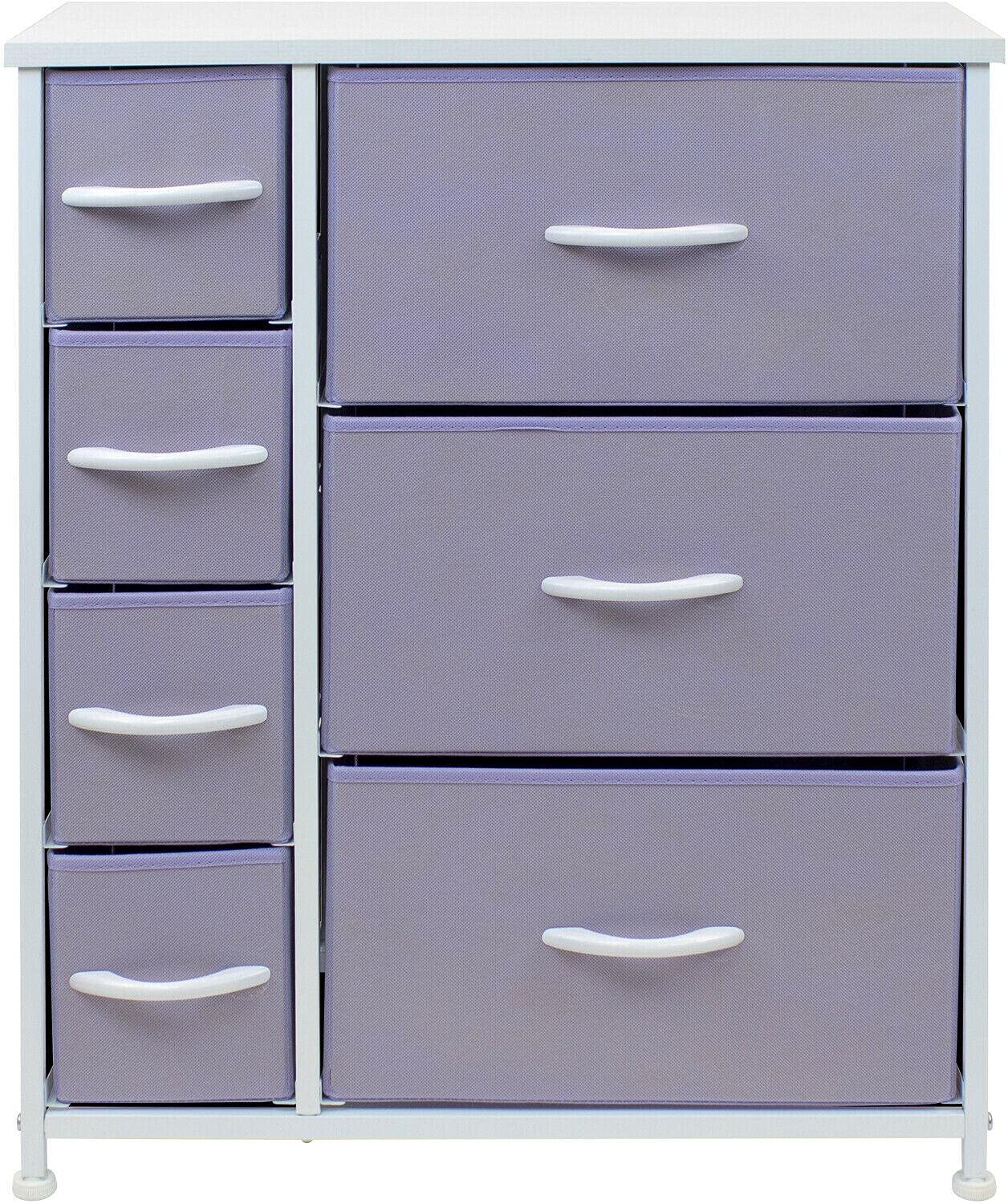 7-Drawer Nightstand Chest Dresser for Bedroom & Office - Purple Storage Cabinet with Organizer | Perfect for Bedside Storage, Closet Organization & Small Space Furniture