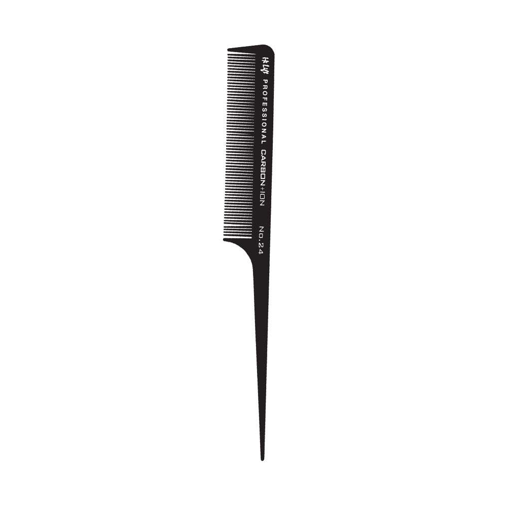 Hi Lift Carbon + Ion Plastic Tail Comb No.24 - Professional Styling Comb for Hairdressers & Home Use - Perfect for Salon, Barber Shop, and Personal Hair Care