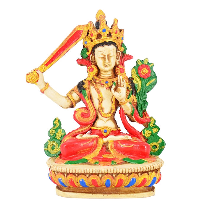 6-Inch Manjushree Statue - Handcrafted Buddhist Deity Sculpture for Home Altar, Meditation Room & Spiritual Decor