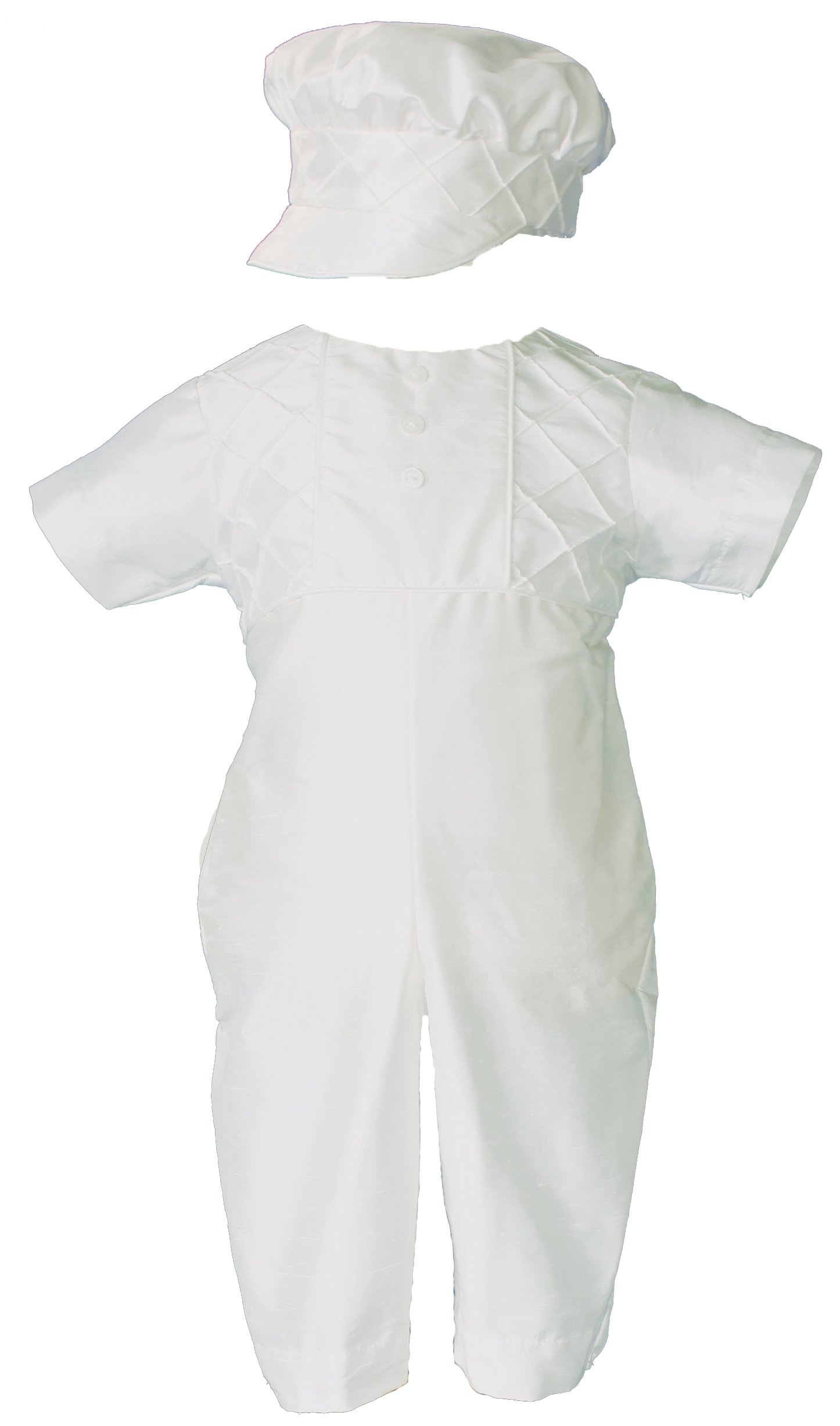 Baby Boys Christening Outfit Set - White Silk Baptism Romper & Hat 0-3 Months | Perfect for Newborn Photo Shoots & Church Ceremonies