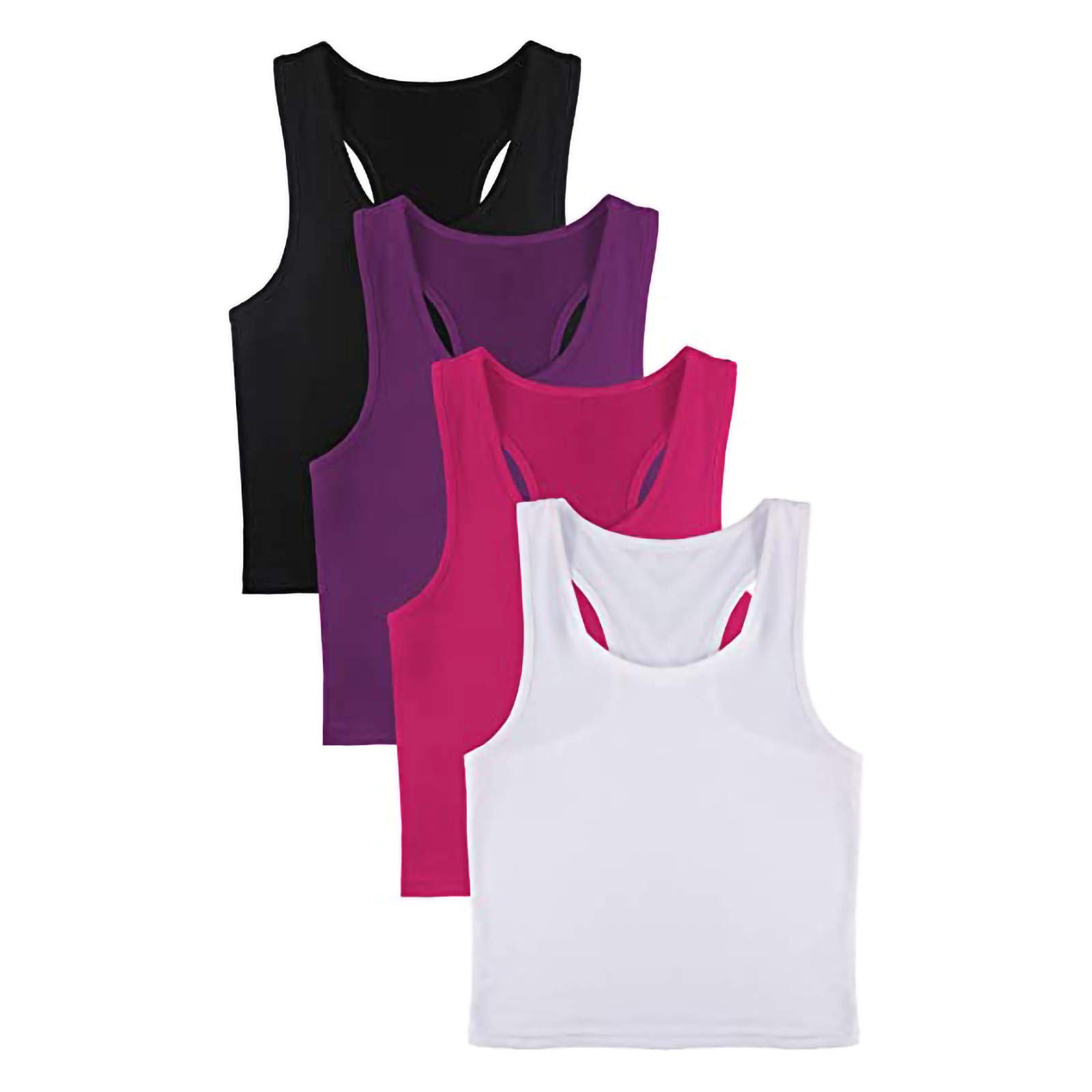 Women's Yoga Shirt - 4 Pack Sleeveless Crop Tank Tops for Workout, Gym & Summer Wear | Breathable Sport Blouses for Yoga, Running & Active Lifestyle