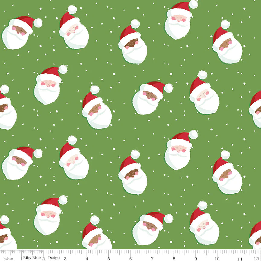 Holly Holiday Riley Blake Designs C10881 Santa's Basil Fabric - Perfect for Christmas Quilts, Holiday Decorations, and Festive DIY Crafts