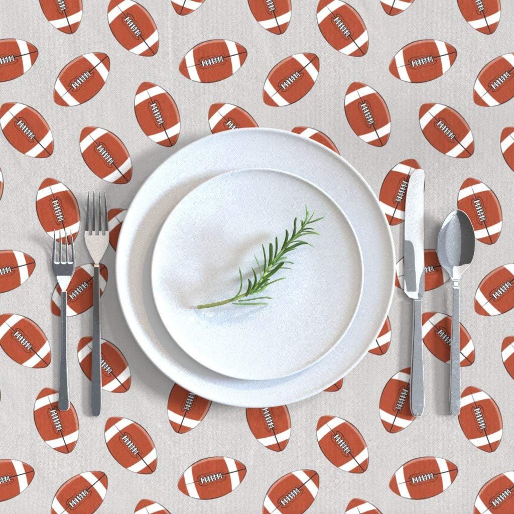 Custom Football Gray Sports Trendy Print Cotton Sateen Tablecloth 90