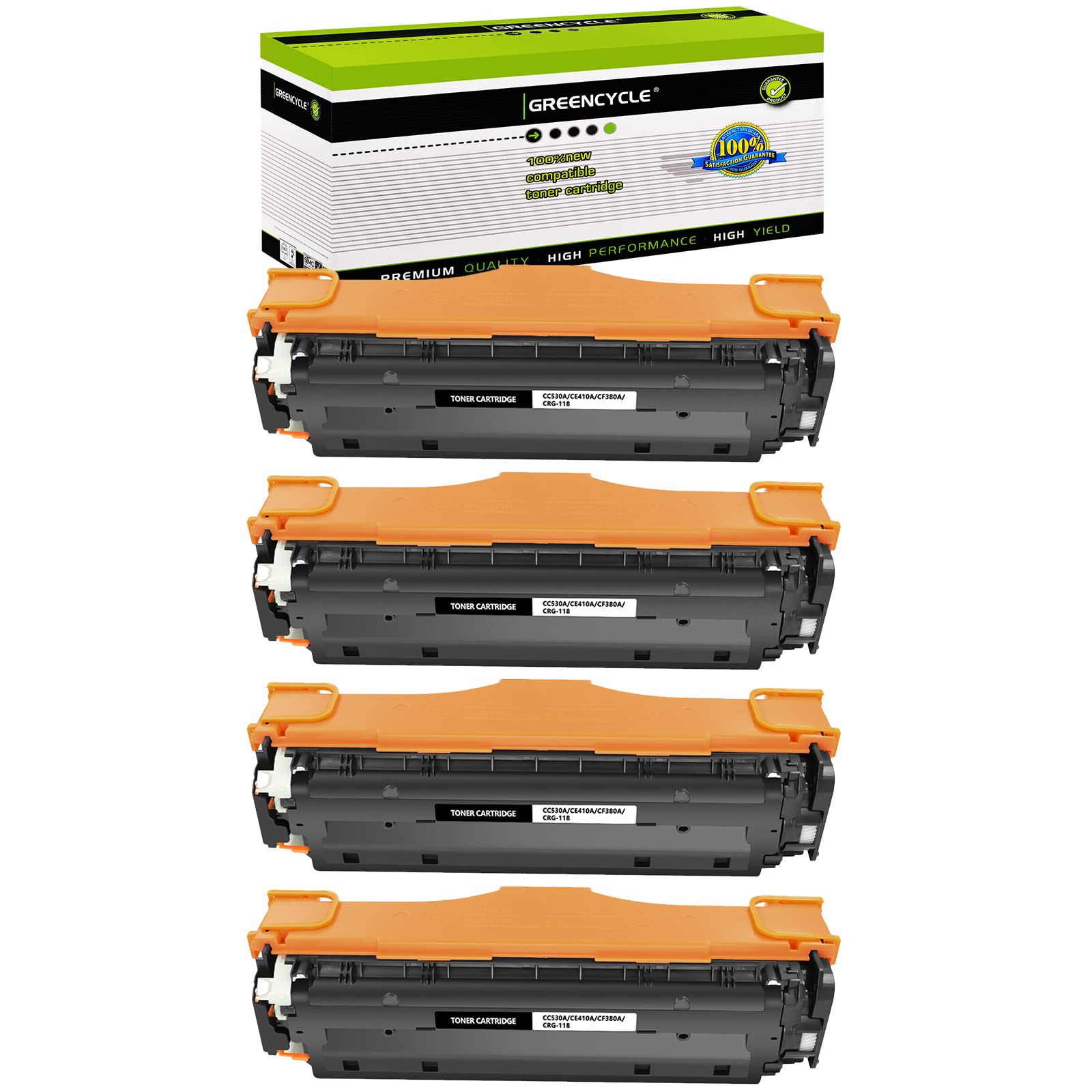 GREENCYCLE Compatible HP 312A CF380A Toner Cartridge Replacement (4-Pack, Black) for HP Color LaserJet Pro MFP M476dn/M476dw/M476nw Printers - Ideal for Home & Office Printing Needs