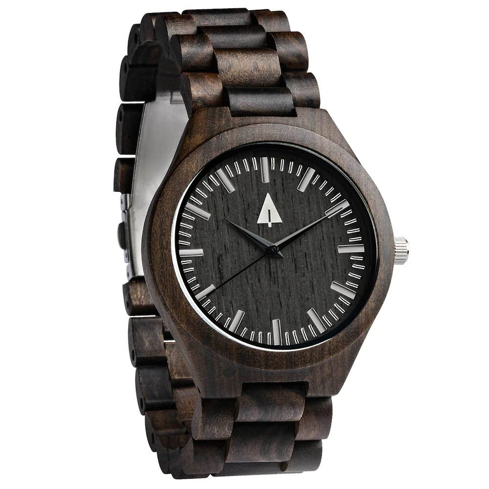 Men's Ebony Wood Watch - Japanese Quartz Movement & Adjustable Strap for Outdoor & Business