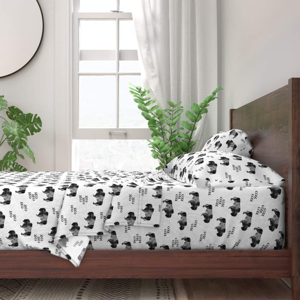 Premium 100% Cotton Twin 3-Piece Sheet Set | Buffalo, Aztec & Tribal Print Bedding | Soft Breathable Sheets for Bedroom & Guest Room | Southwestern Style Home Decor