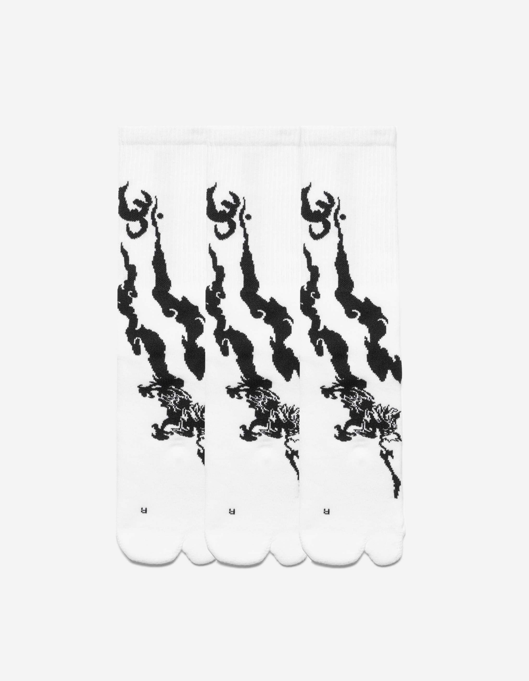 1403 Bonsai Dragon Tabi Sports Socks - 3 Pack White for Martial Arts, Running & Workout - Breathable & Comfortable Athletic Socks for Men & Women