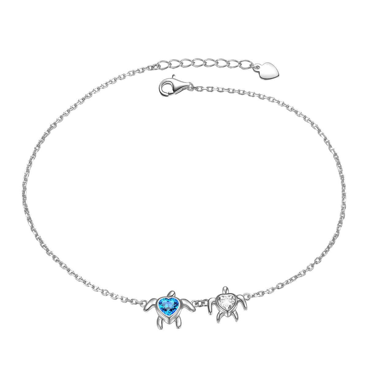 Ladytree Women's 925 Sterling Silver Adjustable Beaded Anklet with Animal & Plant Charms - Boho Summer Ankle Bracelet Jewelry for Beach, Vacation & Everyday Wear