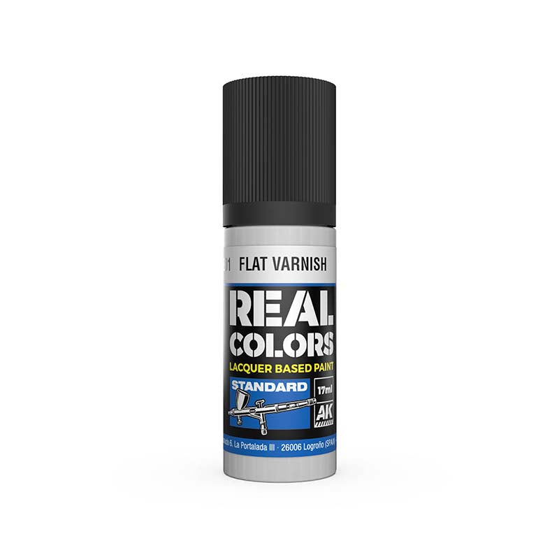 AK Interactive Real Colors Flat Varnish - Matte Finish for Scale Models & Miniatures - Perfect for Aircraft, Military, and Automotive Paint Projects