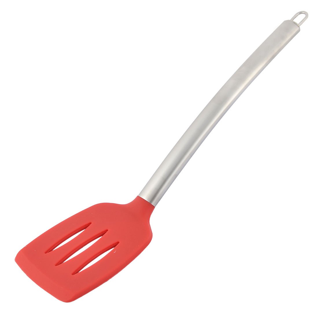 Non-Stick Silicone Pancake Turner Spatula - Heat Resistant, Slotted, Red & Silver - Perfect for Flipping Pancakes, Eggs & Burgers on Griddle or Skillet