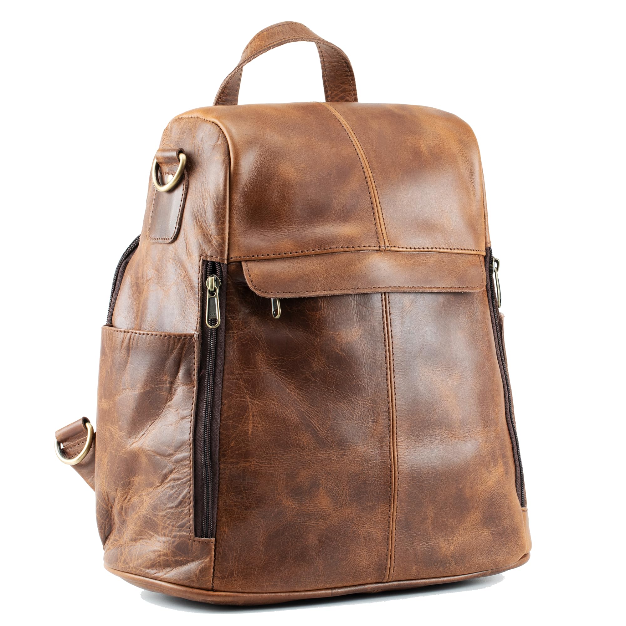 Handmade Full Grain Leather Backpack - Convertible to Purse & Shoulder Bag - Durable Travel Rucksack & Daypack for Women & Men - Perfect for Work, School, Hiking & Daily Commute