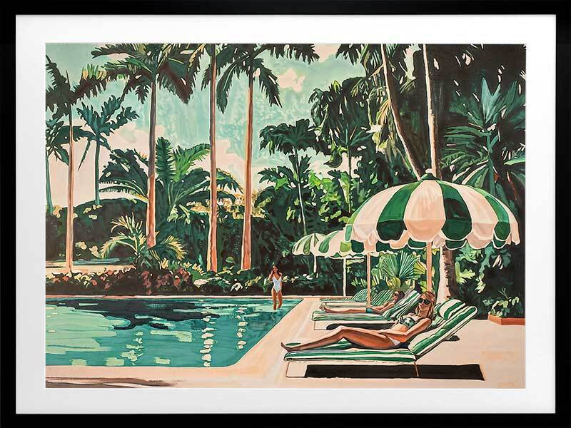 Flamingo Cocktail Party Framed Wall Art Print - Tropical Decor for Home, Bar & Office