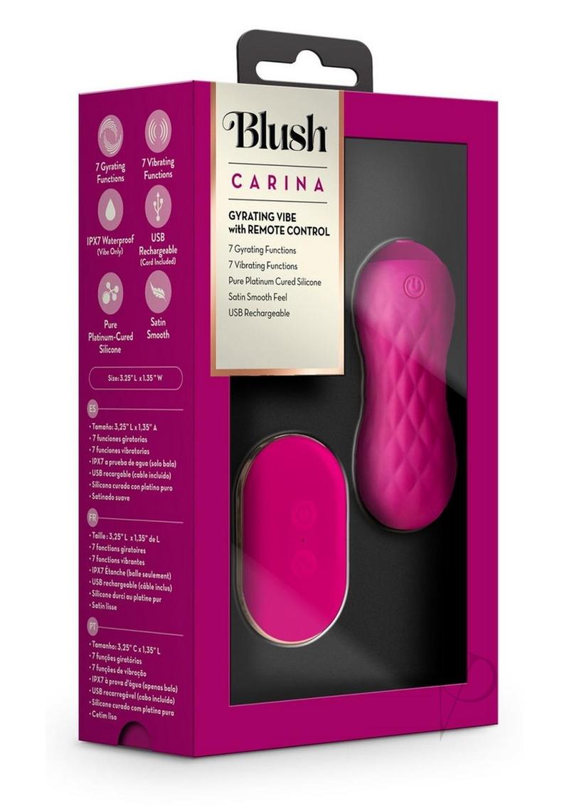 Blush Carina Rechargeable Silicone Vibrating Egg with Remote Control - Waterproof & Whisper Quiet - Velvet Fuchsia - Perfect for Couples Play & Solo Pleasure