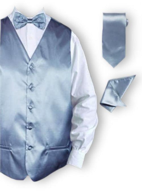 Elegant Silver Tuxedo Vest Set for Men - Formal Wedding, Prom & Evening Wear - Premium 3-Piece Suit Accessory