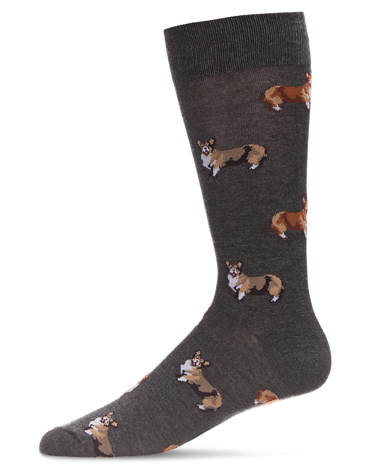 MeMoi Men's Corgi Dog Crazy Bamboo Blend Novelty Crew Socks - Soft & Breathable for Everyday Wear, Work & Casual Outfits