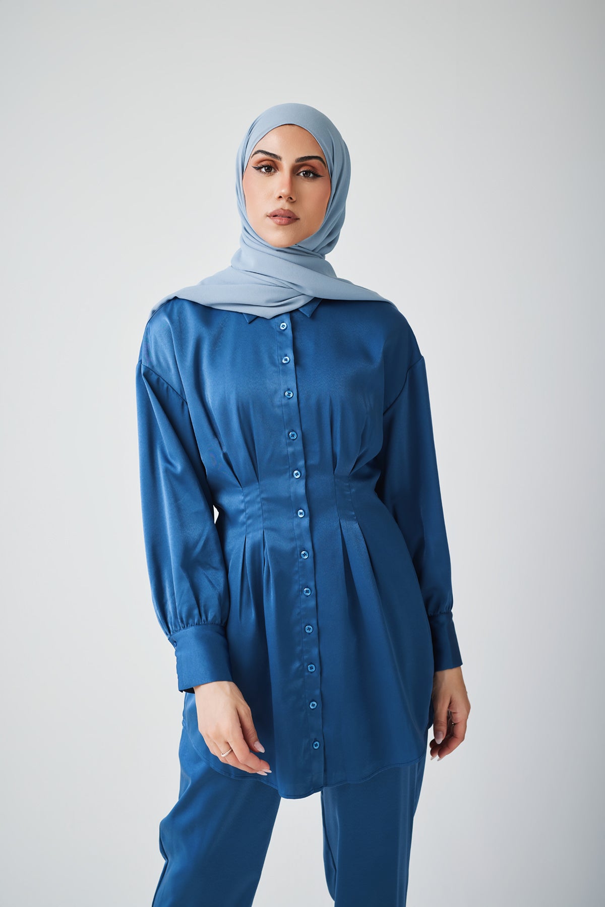 Freya Tunic Top - French Navy Blue Women's Casual Blouse | Perfect for Office Wear, Weekend Outfits & Summer Fashion