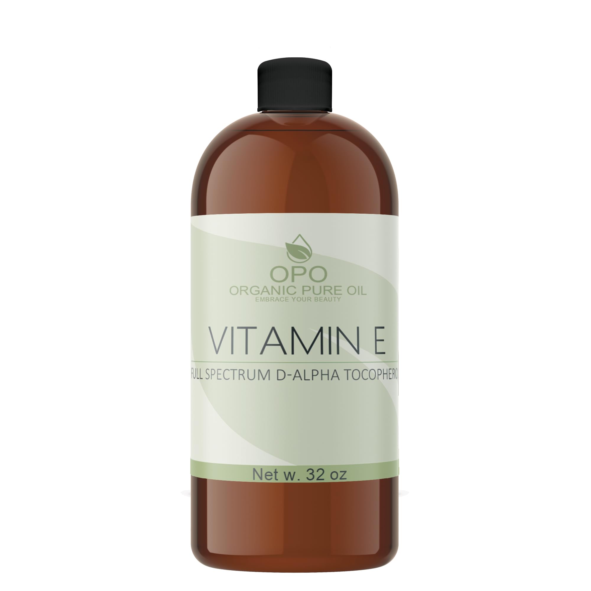 OPO Vitamin E Oil - Pure Full Spectrum D-Alpha Tocopherol 75,000 IU, Wheat Germ Derived, Soy-Free for Hair, Skin, Face, Body, Nails & Cuticles - Powerful Antioxidant Treatment (32 oz) - Perfect for Daily Moisturizing, Anti-Aging & Skin Repair