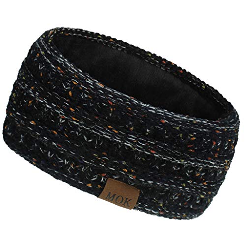 Women's Winter Headbands - Cable Knit Chunky Ear Warmers for Daily Wear & Outdoor Sports (Dark Gray, One Size Fits All) - Perfect for Running, Skiing & Cold Weather Activities