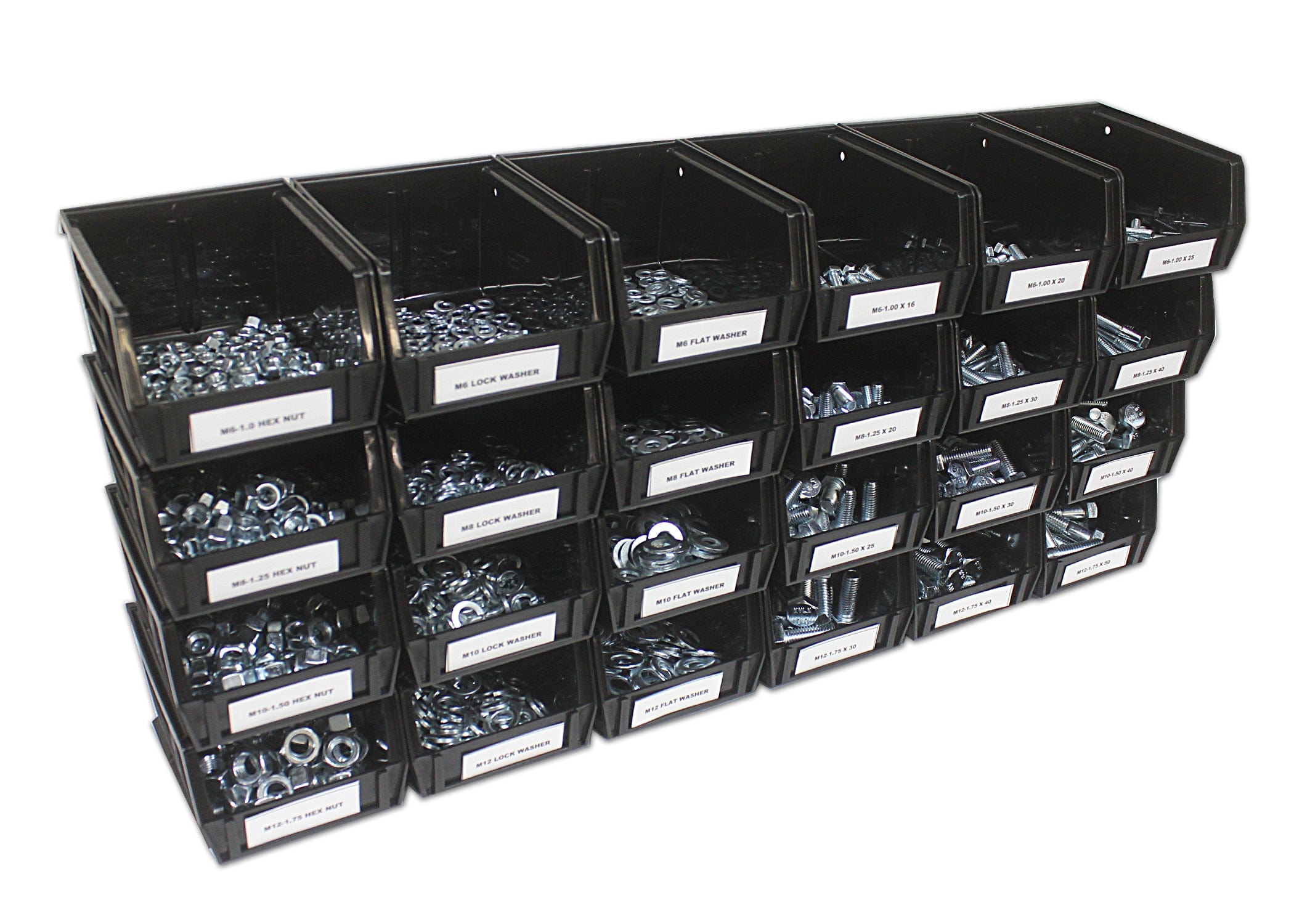 1250-Piece Metric 8.8 Assortment Kit with 24 Plastic Storage Bins - Screws, Bolts, Nuts & Washers for DIY, Home Improvement & Workshop Organization