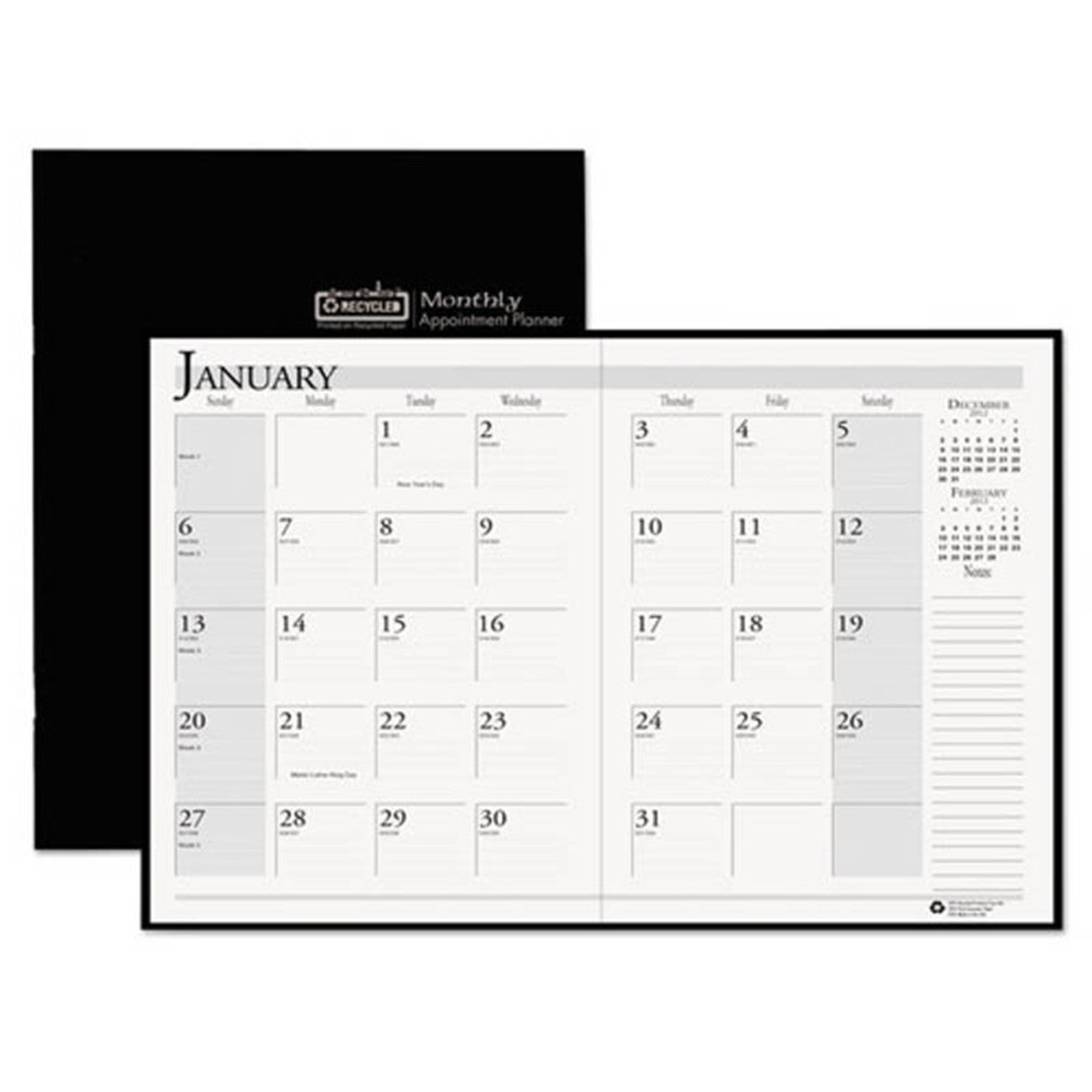 2021-2022 14-Month Academic Planner with Premium Stitched Leatherette Cover - Black | Perfect for Students, Professionals & Office Use