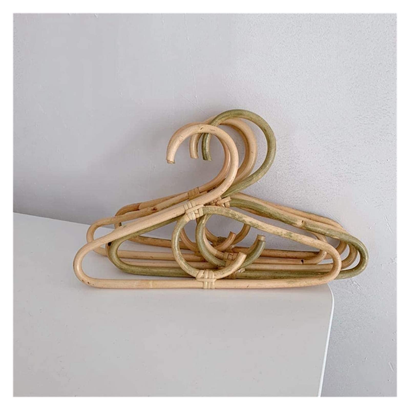 3-Piece Rattan Clothes Hangers Set - Kids Garment Organizer Rack for Nursery & Children's Room - Natural Wooden Hangers for Baby Clothes, Dresses & Jackets - Perfect for Bedroom Storage & Wardrobe Organization