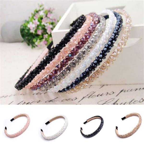 Kiyan 6-Piece Fashion Hair Accessories Set - Shiny Crystal Beaded Headbands for Women (Multicolor) | Perfect for Weddings, Parties & Everyday Style