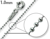 1.0MM Rhodium Plated Sterling Silver Bead Chain Necklace for Women - Elegant Jewelry for Parties, Weddings & Everyday Wear