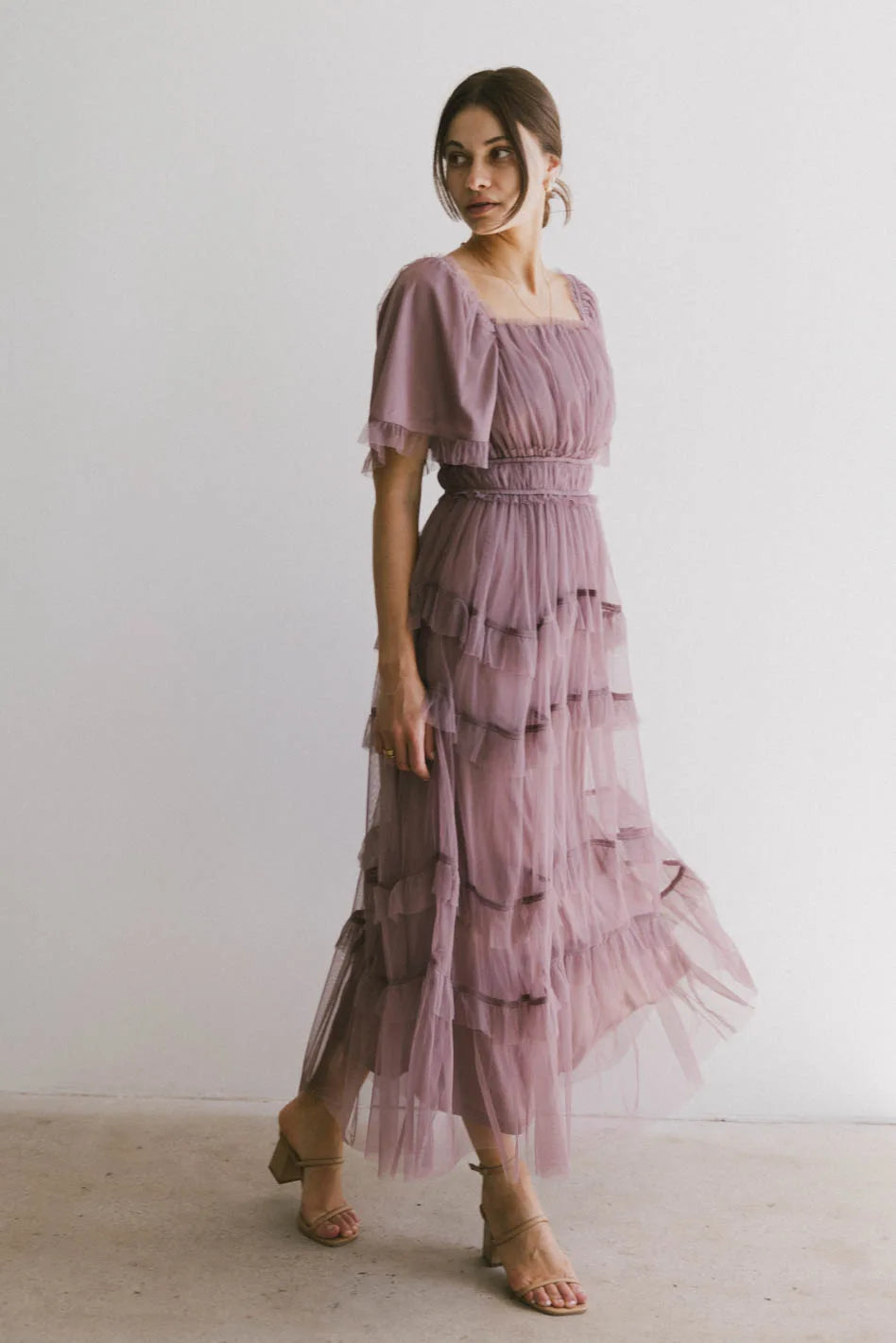 Eugena Ruffled Maxi Dress in Lavender - Flowy Long Summer Dress for Women | Beach Wedding, Vacation, Date Night Outfit