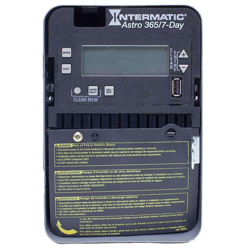Intermatic 20 Amp Electronic Timer - 120-277V AC Astro 7/365 Days Programmable Switch - Outdoor/Indoor Lighting & Appliance Control for Home & Garden Automation