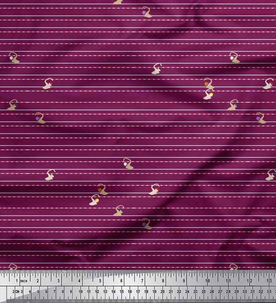 Soimoi 100% Cotton Cambric Pink Fabric by The Yard - 42 Inch Wide - Printed Swimming Pool Race Sports Design - Perfect for Swimwear, Beach Cover-Ups, Poolside Decor & DIY Sewing Projects